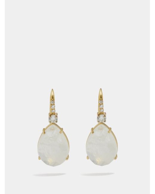 Irene Neuwirth Diamond Moonstone 18kt Gold Drop Earrings