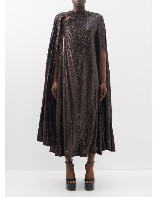 Valentino Garavani Sequinned Tulle Caped Gown