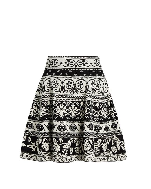 Alexander McQueen Floral-jacquard knit skirt