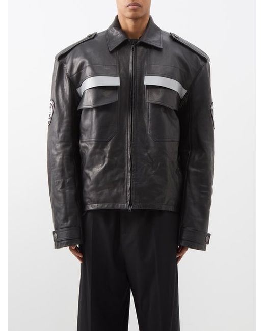 Balenciaga Paris Uniform Oversized Leather Jacket
