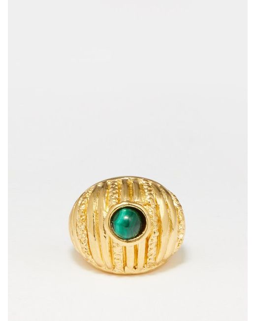 Paola Sighinolfi Small Reef 18kt Gold-plated Malachite Ring