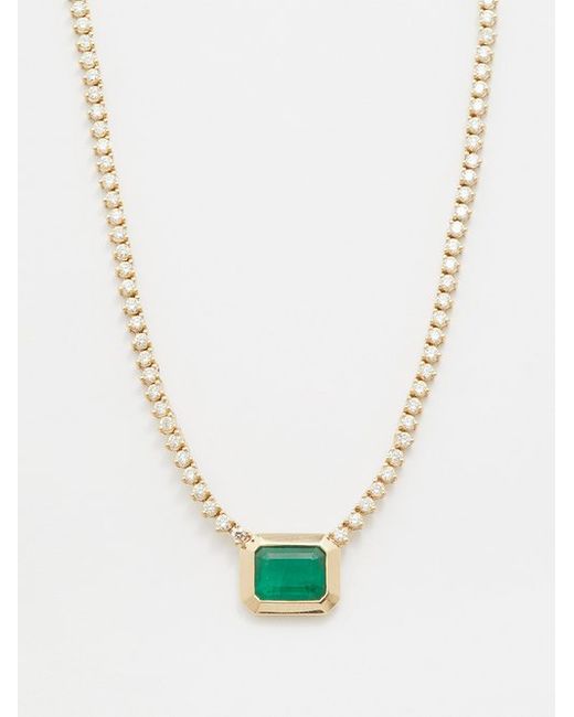 Zoe Chicco Diamond Emerald 14kt Gold Necklace