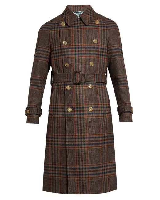 Gucci Double-breasted tartan trench coat