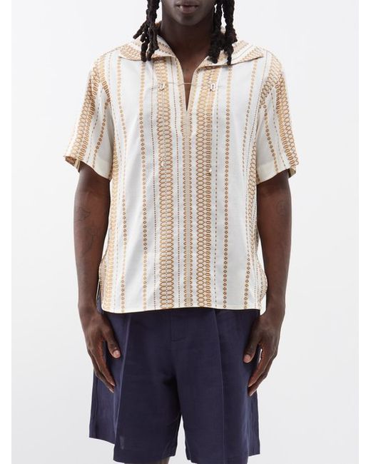 Zeus + Dione Open-neck Stripe-jacquard Shirt
