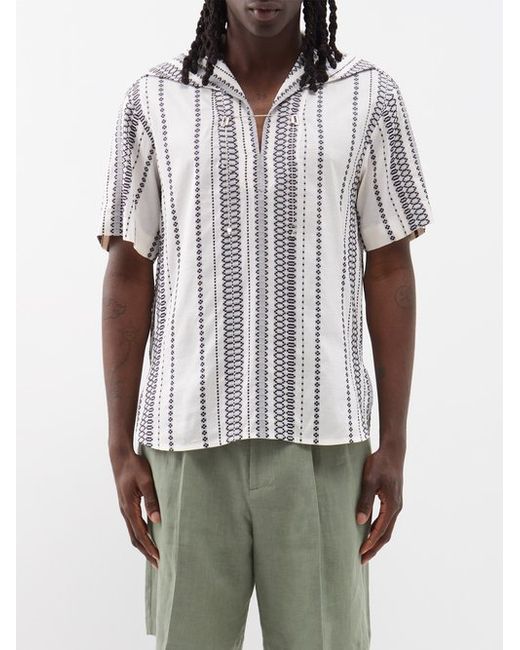 Zeus + Dione Open-neck Silk-blend Jacquard Shirt
