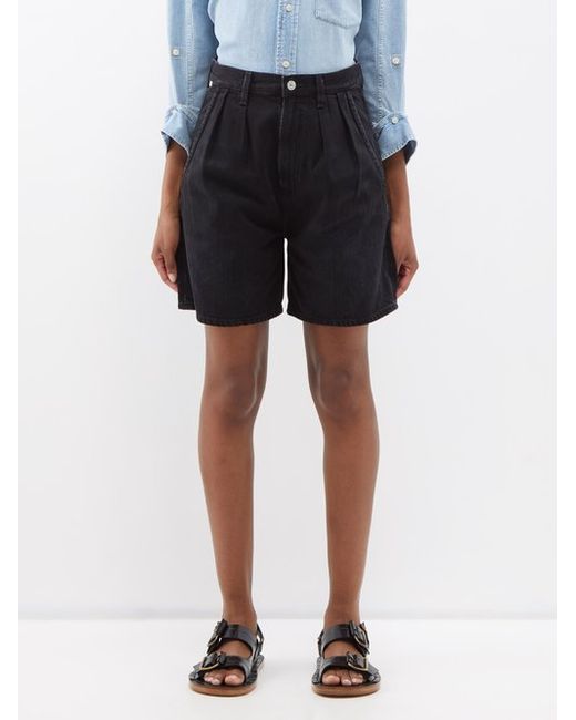 Citizens of Humanity Maritzy Pleated Denim Wide-leg Shorts