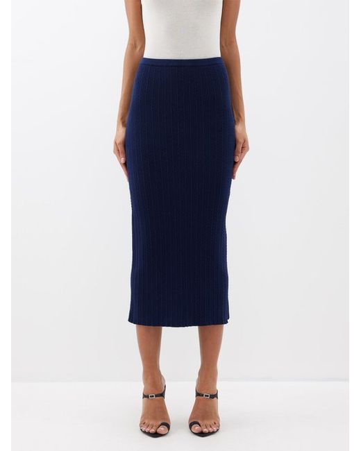 Alessandra Rich High-rise Knitted Cotton-blend Midi Skirt