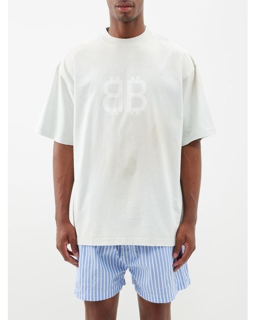 Balenciaga Logo-print Distressed Cotton-jersey T-shirt