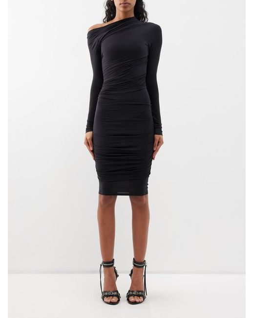 Balenciaga One-shoulder Twisted-jersey Mini Dress
