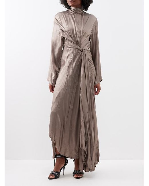 Balenciaga Ruched Bb-jacquard Silk Dress