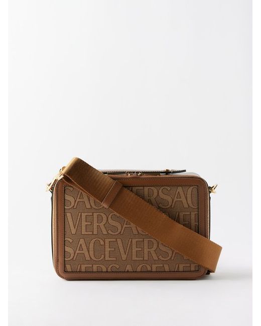 Versace Logo-jacquard Leather-trim Canvas Cross-body Bag