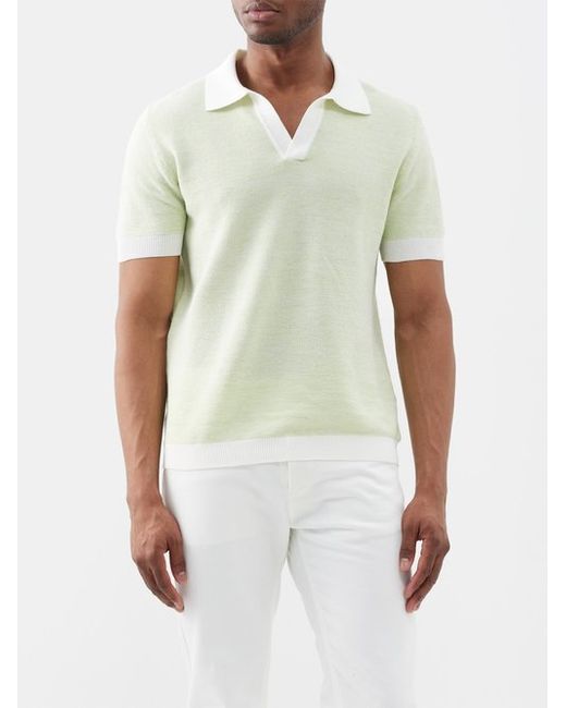 Thom Sweeney Open-neck Cotton-blend Polo Shirt