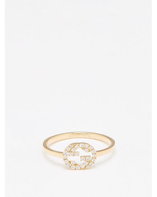 Gucci Interlocking G Diamond 18kt Gold Ring