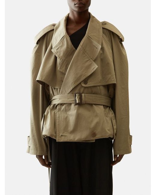 Balenciaga Oversized Cropped Twill Trench Coat