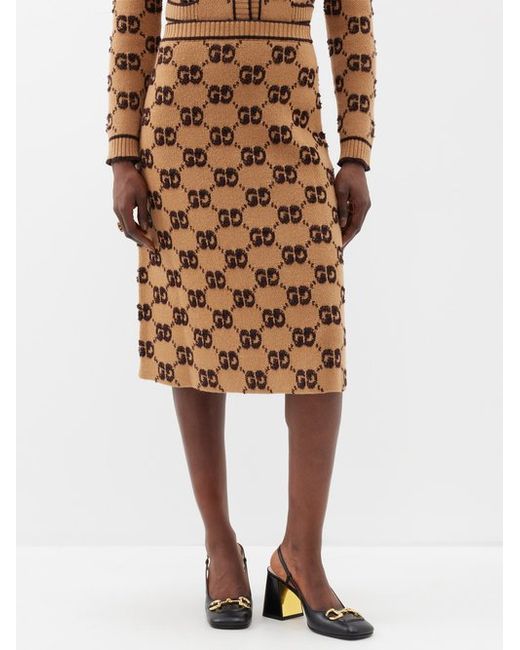 Gucci GG-jacquard Wool Midi Skirt
