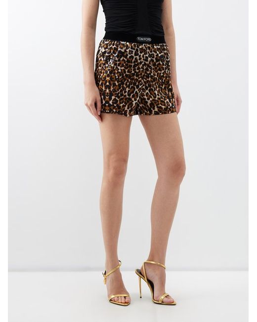 Tom Ford Leopard-print Silk-blend Satin Shorts