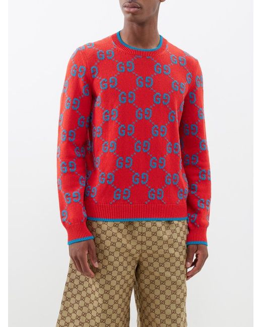 Gucci GG-intarsia Cotton-blend Sweater