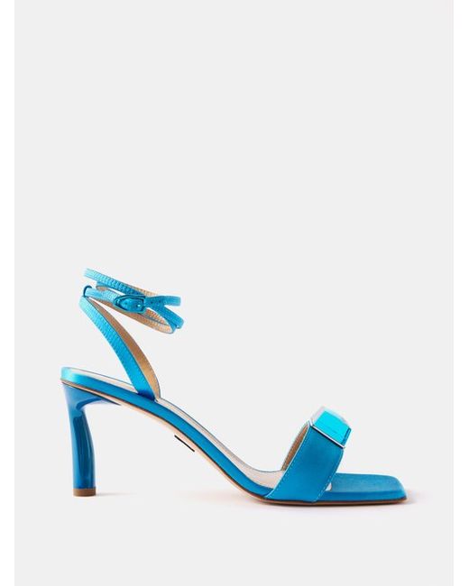 Paul Andrew Cube Satin Ankle-strap Sandals