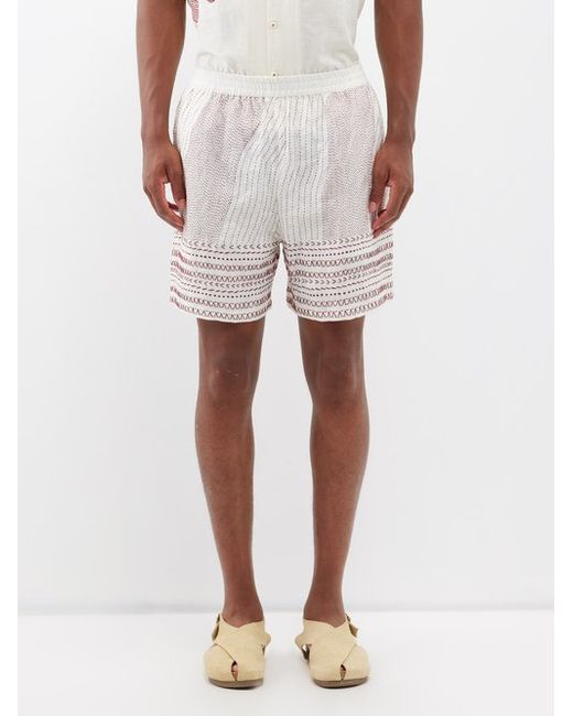 Harago Embroidered Cotton Shorts