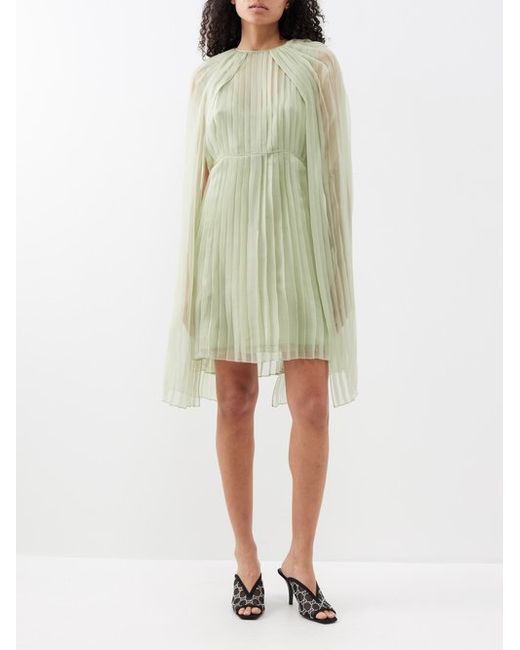 Gucci Pleated Silk-chiffon Cape Mini Dress