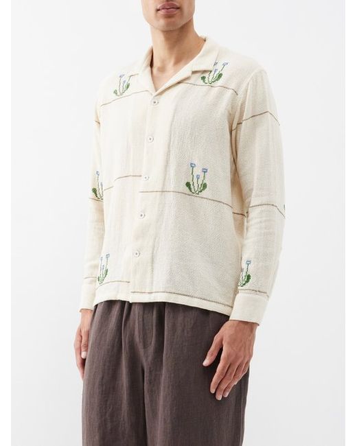 Harago Cross-stitched Cotton Shirt