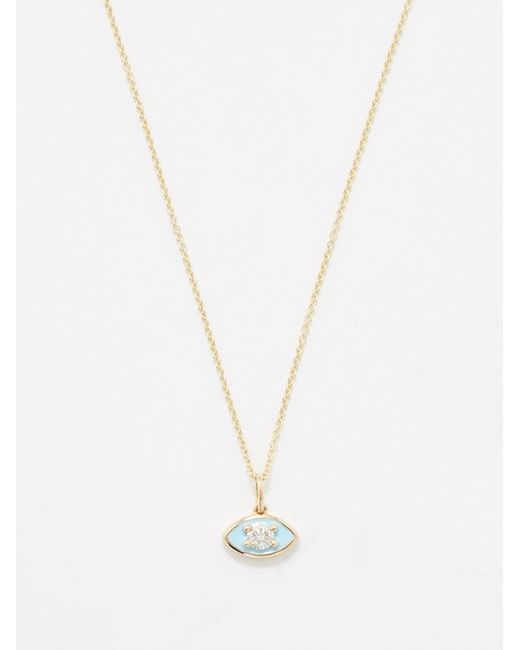 Sydney Evan Evil Eye Diamond Enamel 14kt Gold Necklace