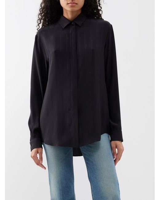 Saint Laurent Stripe-jacquard Silk-satin Shirt