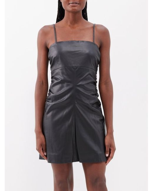 Proenza Schouler White Label Ruched Faux-leather Mini Dress