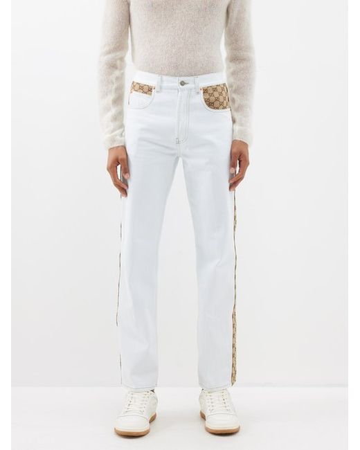 Gucci GG-jacquard Organic-denim Straight-leg Jeans