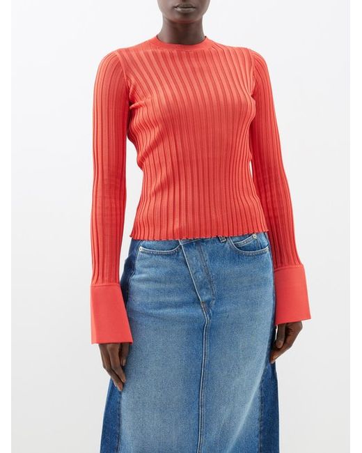 Loewe Exaggerated-cuff Ribbed-knit Sweater