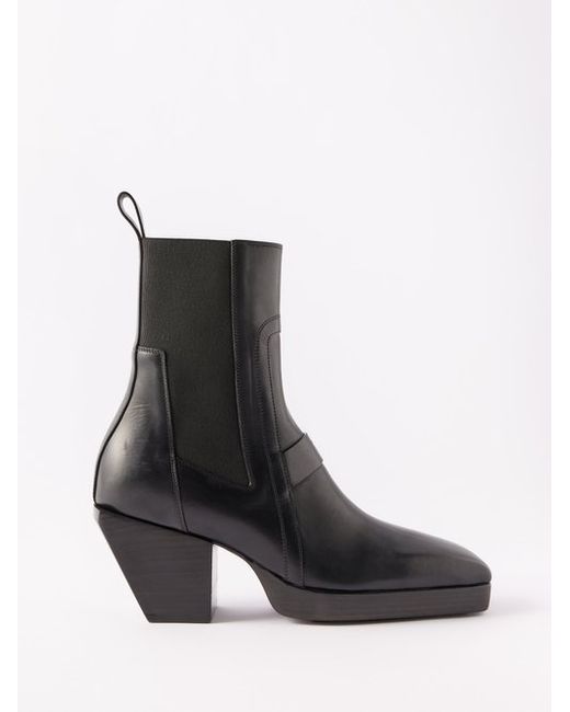 Rick Owens Sliver Leather Chelsea Boots