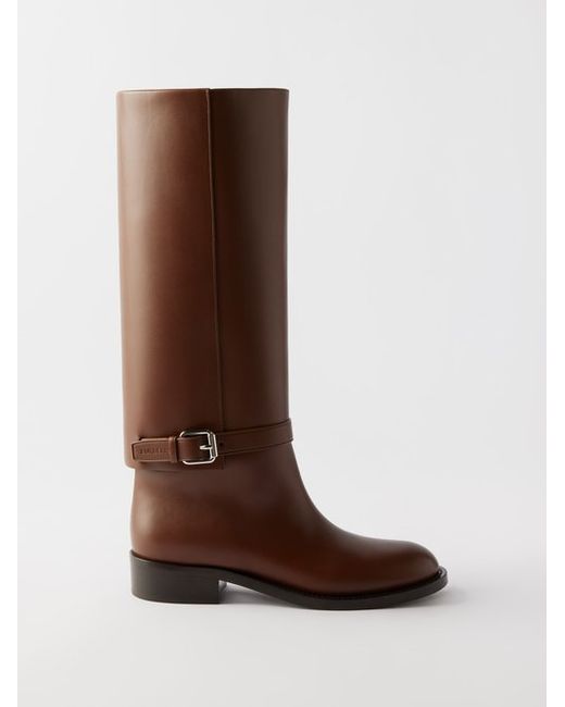 Burberry Logo-debossed Buckled-strap Leather Boots