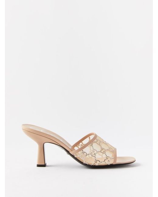 Gucci GG-embellished Mesh And Leather Mule Sandals