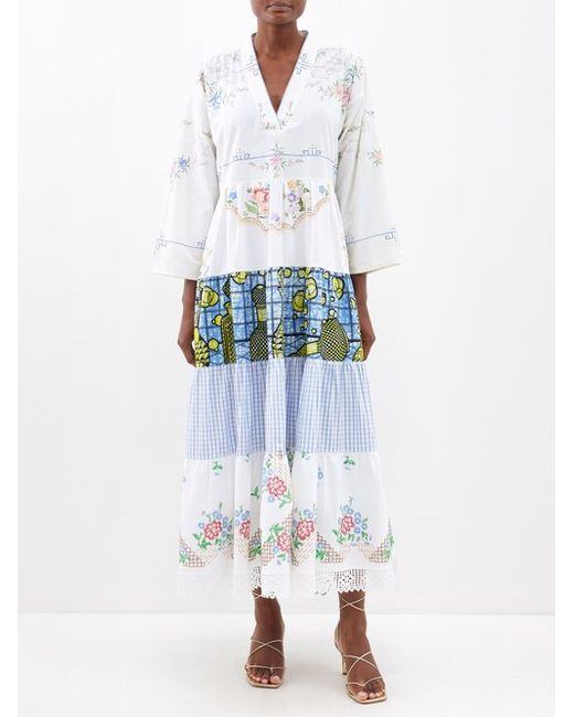 Rianna + Nina Kendima Vintage Patchwork Cotton Midi Dress