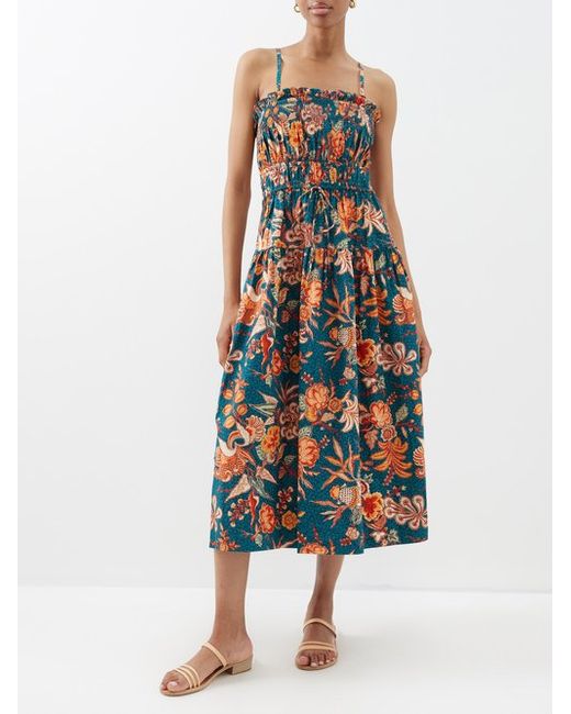 Ulla Johnson Lisbet Floral-print Cotton-poplin Midi Dress