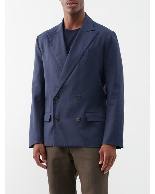 Commas Double-breasted Linen-blend Suit Jacket