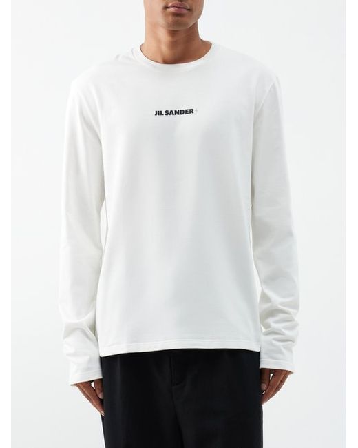 Jil Sander Logo-print Cotton-jersey Long-sleeved T-shirt