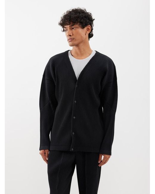 Homme Pliss Issey Miyake V-neck Technical-pleated Cardigan