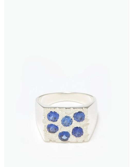 Bleue Burnham Rose Garden Sapphire Sterling Signet Ring