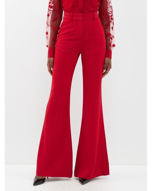 Elie Saab Cady Crepe Tailored Flared Trousers