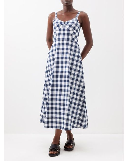 La Ligne Tracy Gingham-print Cotton-blend Poplin Midi Dress