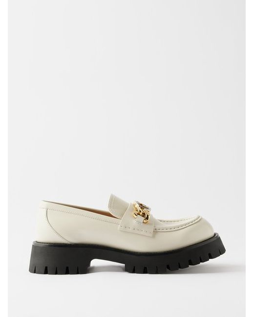 Gucci Interlocking-g Chain Leather Loafers