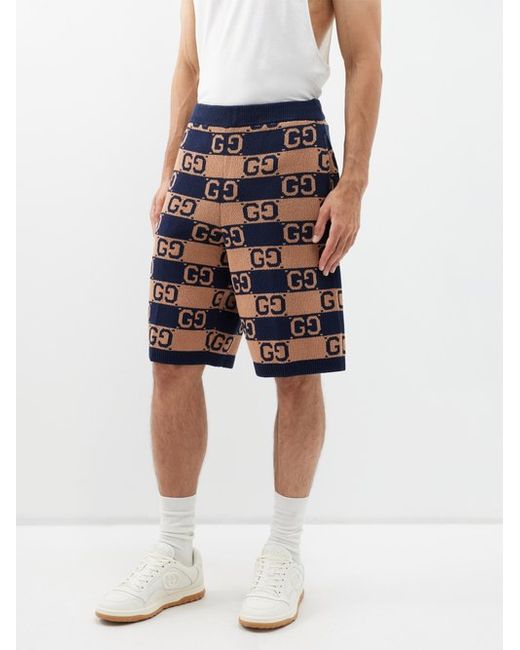 Gucci GG-jacquard Knitted Cotton-blend Shorts