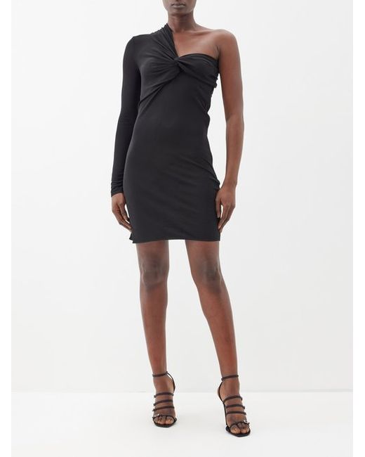 Saint Laurent Asymmetric Draped Jersey Mini Dress