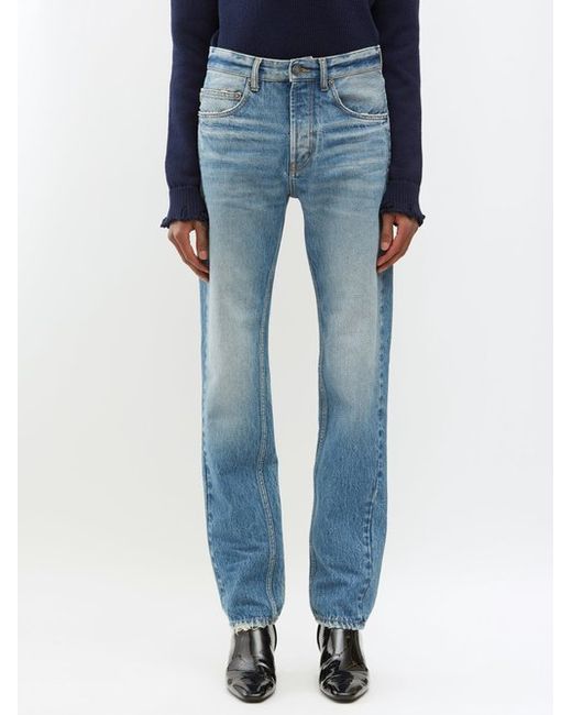 Saint Laurent Distressed Straight-leg Jeans