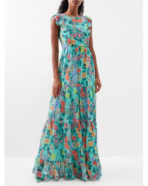 Saloni Malika Floral-print Silk-georgette Maxi Dress
