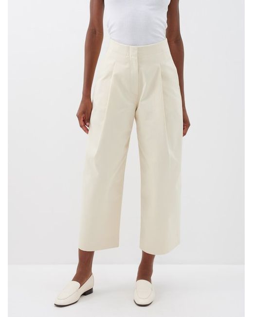 Studio Nicholson Dordoni Cropped Cotton-twill Wide-leg Trousers