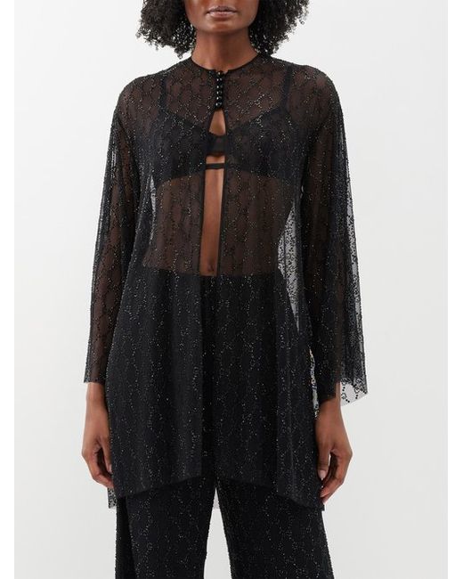 Gucci GG Crystal-embellished Tulle Shirt