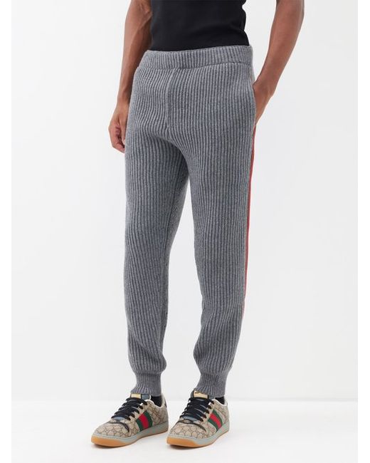 Gucci Web-stripe Ribbed-knit Wool-blend Track Pants