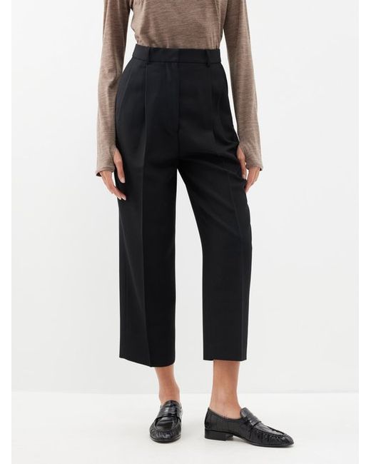 Totême Pleated Woven Blend Tailored Trousers